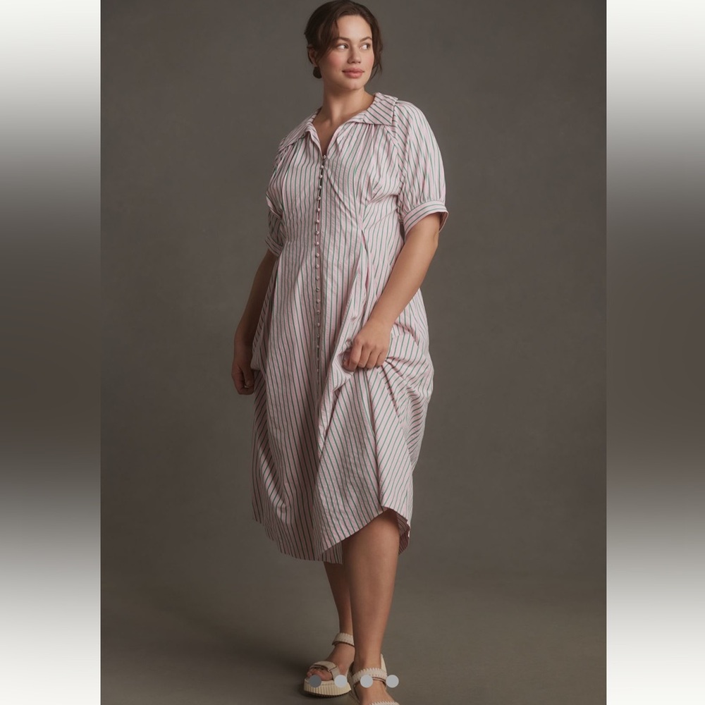 Anthropologie/ English Factory Plus Midi Stripe Shirt Dress Size 2X - Picture 3 of 15